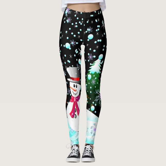 Leggings Muñeco de nieve "Felices Navidad" personalizadas (Anverso)