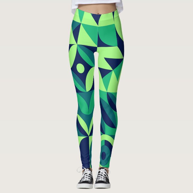 Leggings Mural geométrico: diseño vintage moderno. (Anverso)