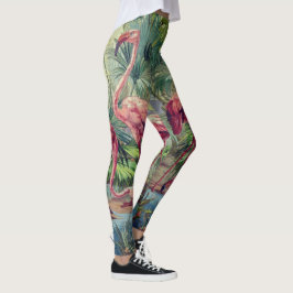 Leggings Mural rosado hermoso personalizado del flamenco