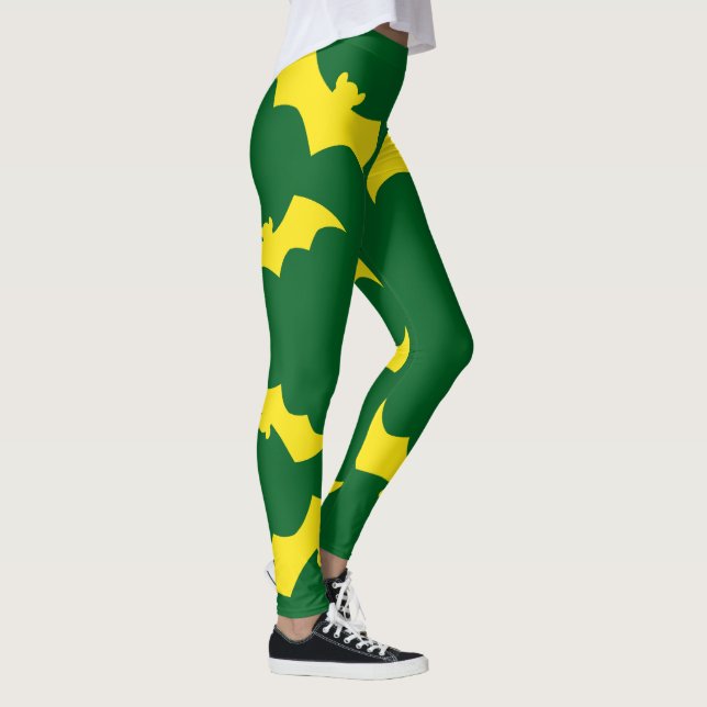 Leggings Murciélagos amarillos voladores de Halloween (Derecha)
