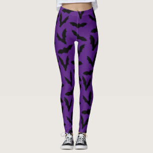 Leggings Murciélagos En Las Piernas Moradas De Halloween