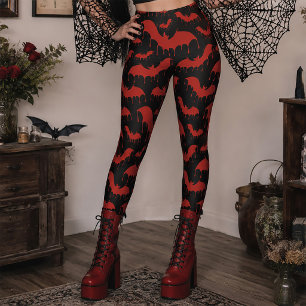 Leggings Murciélagos Rojos Nu Goth Gótico Alternativo