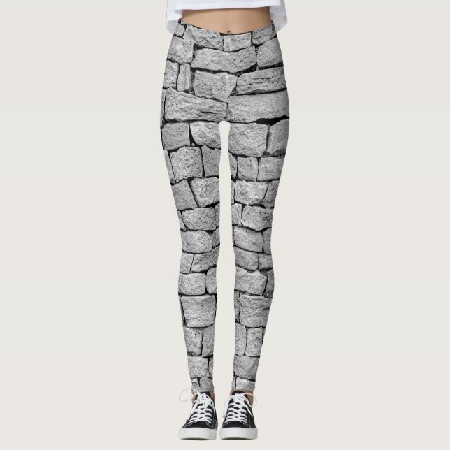 Leggings Muro de piedra gris, fondo abstracto. (Anverso)