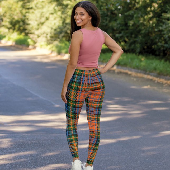 Leggings Murray Clan Plaid Scotland Tartan (Rustic Green Orange Plaid Clan Murray Tartan Leggings)