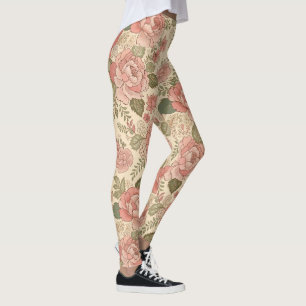 Leggings Musa Floral Polvorienta - Estilo Batik Rosa Polvo 