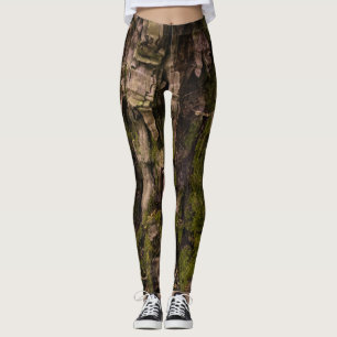 Leggings Musgo Verde Rústico de Bosque Corteza de Árbol