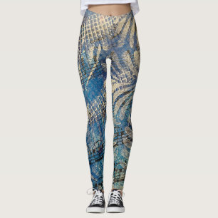 Leggings Música Azul y Blanca Capas Pintadas Caprichosas