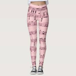 Leggings Música de hoja rosa