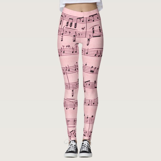 Leggings Música de hoja rosa (Anverso)