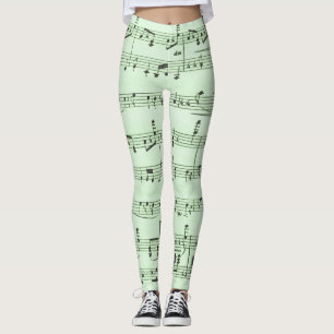 Leggings Música de hoja verde boca abajo