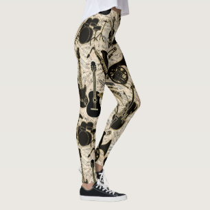 Leggings Música de hojas e instrumentos Black/Gold ID481