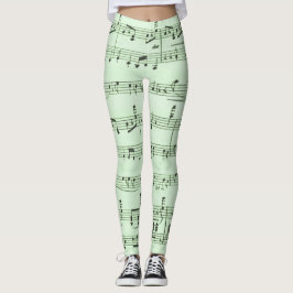 Leggings Música de hojas verdes boca abajo