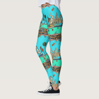 Leggings MÚSICA MEDIEVAL BESTIARIA, conejo, azul perro