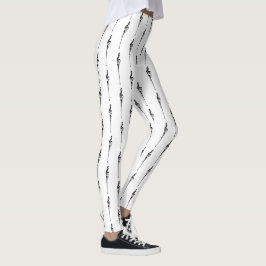 Leggings Música Motif Melding Treble Clef Black and White