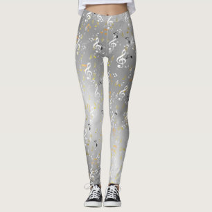 Leggings música, musical, nota, blanco, melodía, clave, son