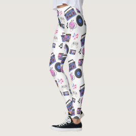 Leggings Música Retro de la Era de los 80 Nostálgica
