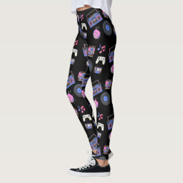 Leggings Música Retro de la Era de los 80 Nostálgica