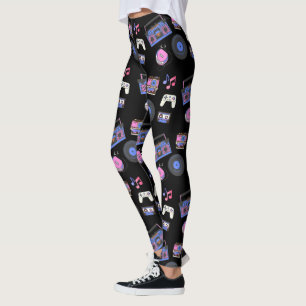 Leggings Música Retro de la Era de los 80 Nostálgica
