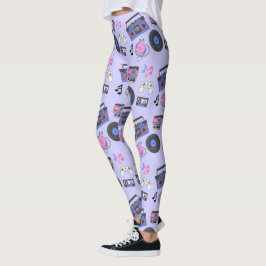 Leggings Música Retro de la Era de los 80 Nostálgica