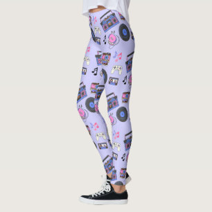 Leggings Música Retro de la Era de los 80 Nostálgica