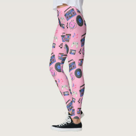 Leggings Música Retro de la Era de los 80 Nostálgica