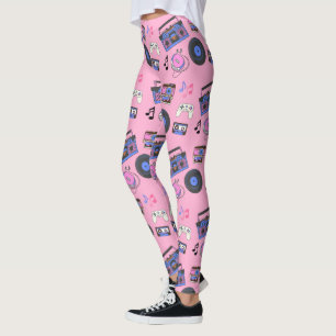 Leggings Música Retro de la Era de los 80 Nostálgica
