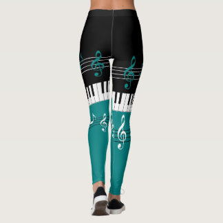 Leggings Música verde azulada y negra