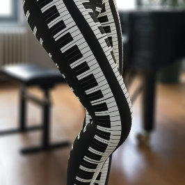 Leggings Músico pianista de teclado de piano blanco y negro