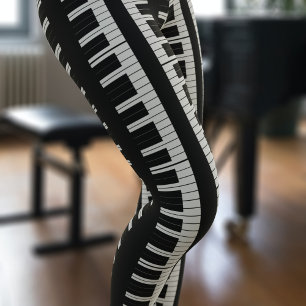 Leggings Músico pianista de teclado de piano blanco y negro