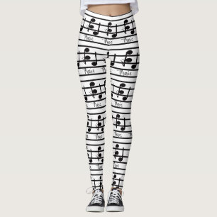 Leggings Músicos de las notas musicales de la moda del