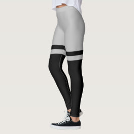 Leggings Muslo negro y gris rayado sobre la rodilla
