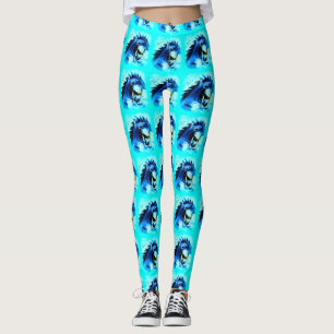 Leggings mustang stallion heads azul