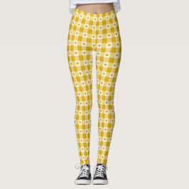 Leggings Mustard Yellow Heart Plaid Gingham Retro Color