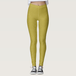 Leggings  Mustard yellow white polka dots pattern 