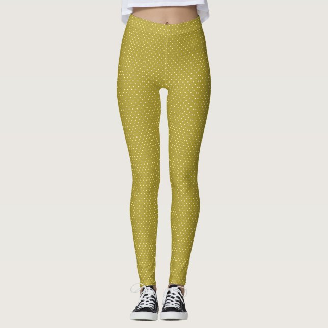 Leggings  Mustard yellow white polka dots pattern  (Anverso)