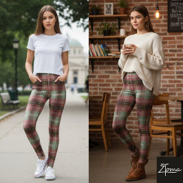 Leggings Muted Vertical Shadow Plaid Tartan Blur