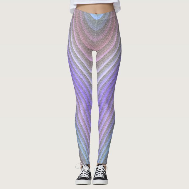 Leggings Muy Cool Moderno Patrón abstracto de Olas Moradas (Anverso)