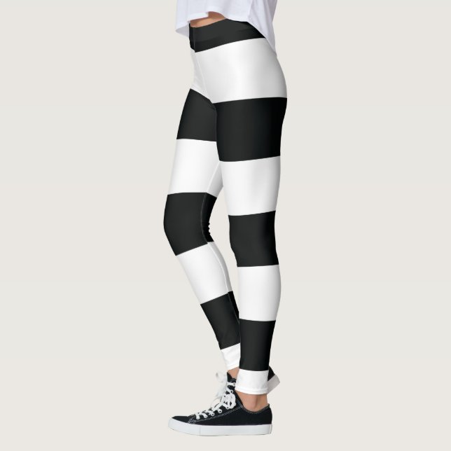 Leggings Mydeas | Bandas anchas en blanco y negro (Izquierda)