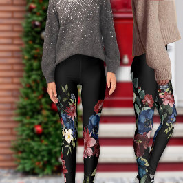 Leggings Mystique Red and Blue Florals