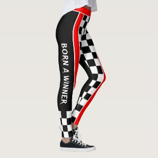 Leggings Nacido un ganador en cuadros blancos en tu color
