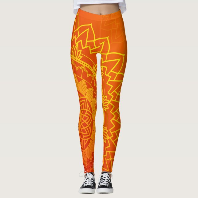 Leggings Naranja Amarillo de Mandala Mandala india (Anverso)