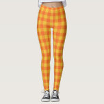 Leggings Naranja Amarillo del patrón de Tartán retro<br><div class="desc">Patrón de Tartán amarillo y Naranja de búfalo retro</div>