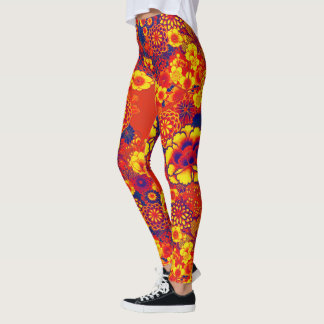 Leggings NARANJA AMARILLO FLOWERS Peony, Rosas floral japon