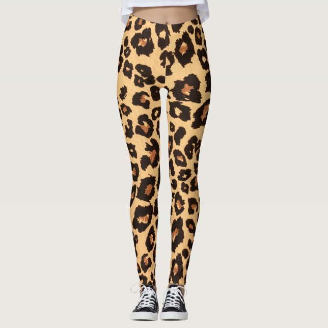 Leggings Naranja Amarillo Marrón Negro Leopardo impresión a (Anverso)