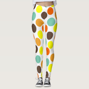 Leggings Naranja, amarillo, marrón, puntos azules