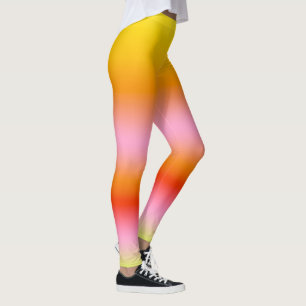 Leggings Naranja Amarillo Rosado Tinta caliente de verano