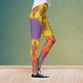 Leggings Naranja amarillo y morado retro Mandala flor