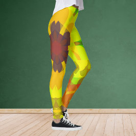 Leggings Naranja amarillo y verde retro Mandala flor