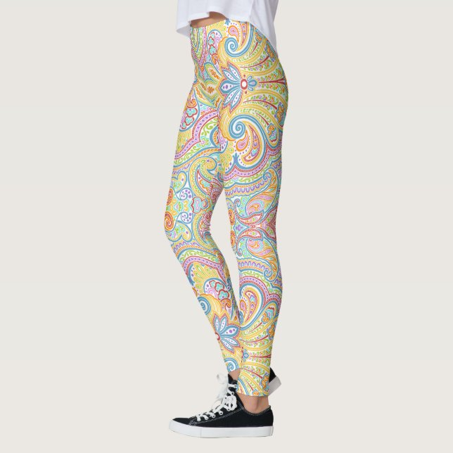 Leggings Naranja azul lindo Púrpura Púrpura Pisley Blanco F (Izquierda)