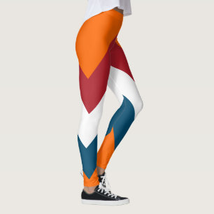 Leggings Naranja azul rojo patrón de bandas de bandera hola